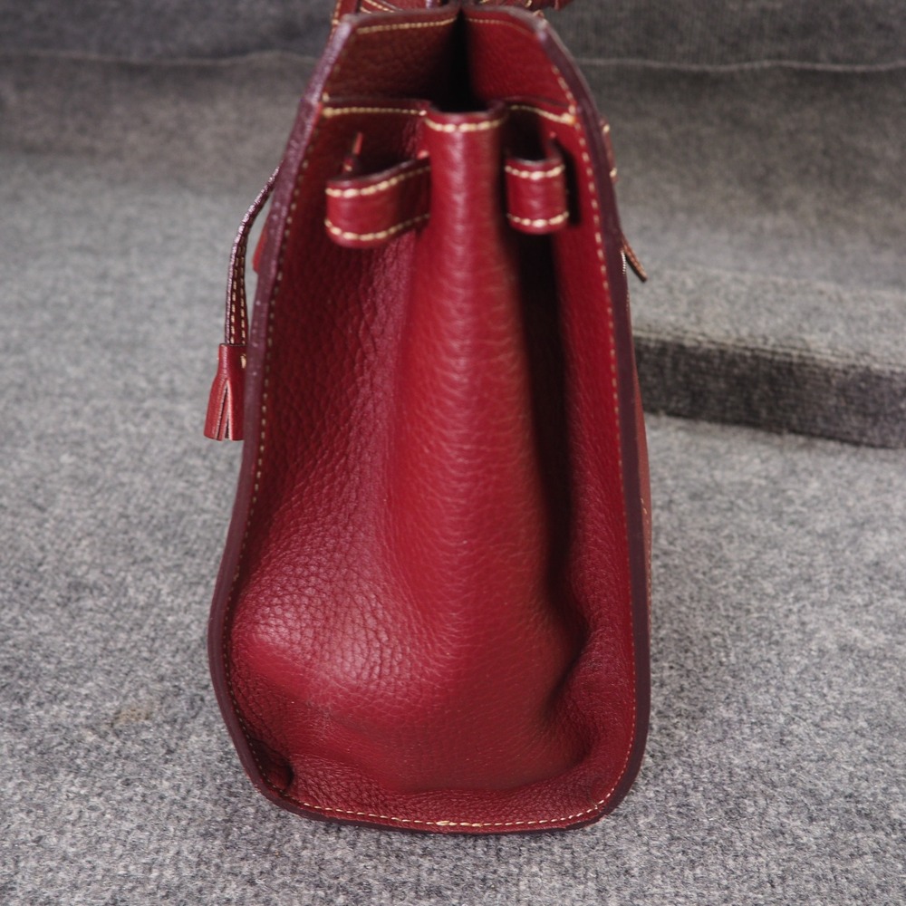 Dooney & Bourke City Barlow Satchel Burgundy Pebbled Leather Tassel Bag - Picture 6 of 16